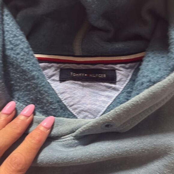 Tommy Hilfiger Light Blue Pullover Hoodie Mens XXL - Light Blue Sweatshirt - Picture 3 of 4